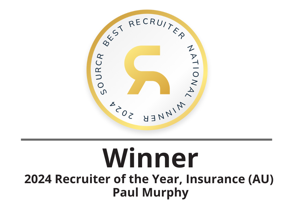 Winner 2024 Recruiter of the Year, Insurance (AU)  Paul Murphy Award Logo